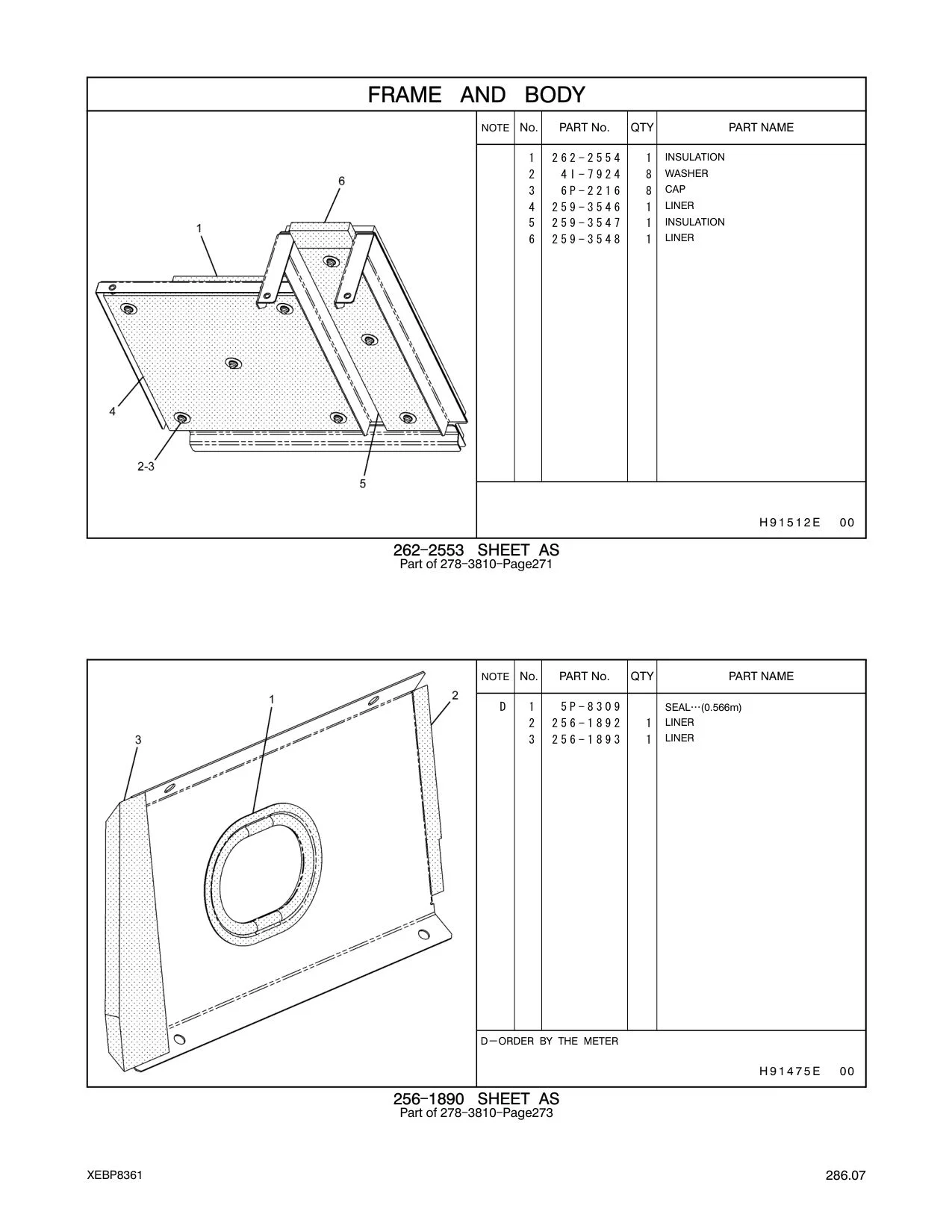 262-2554 INSULATION CAT parts manual diagram