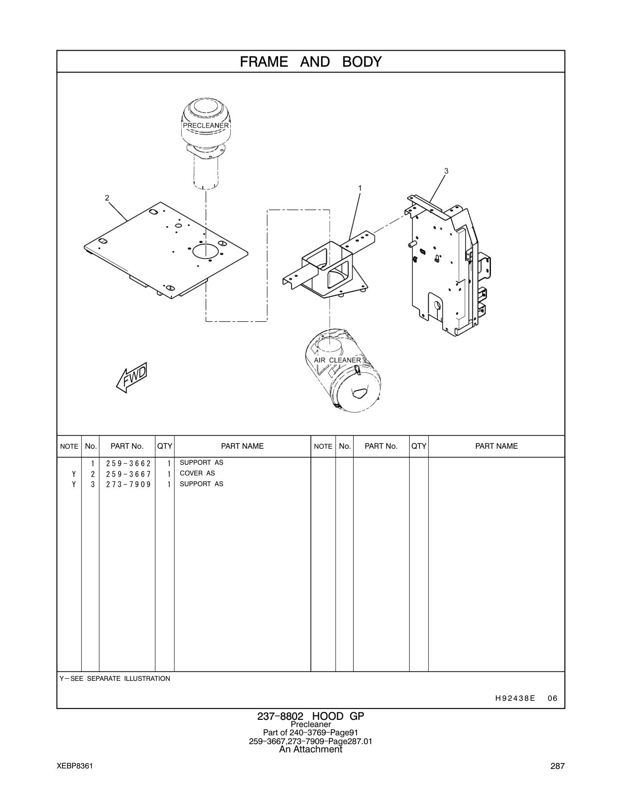 259-3667 COVER AS CAT parts manual diagram
