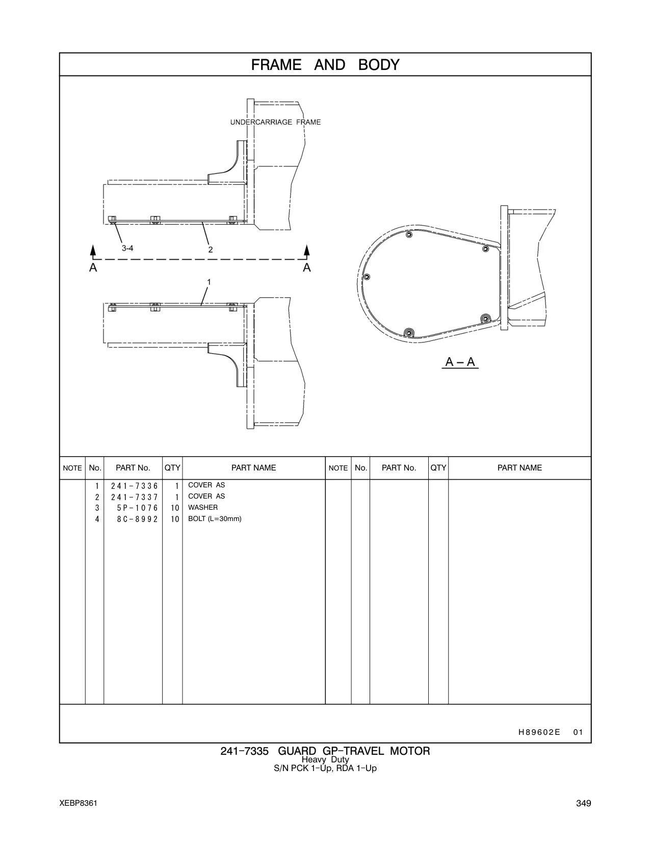 241-7336 COVER AS CAT parts manual diagram
