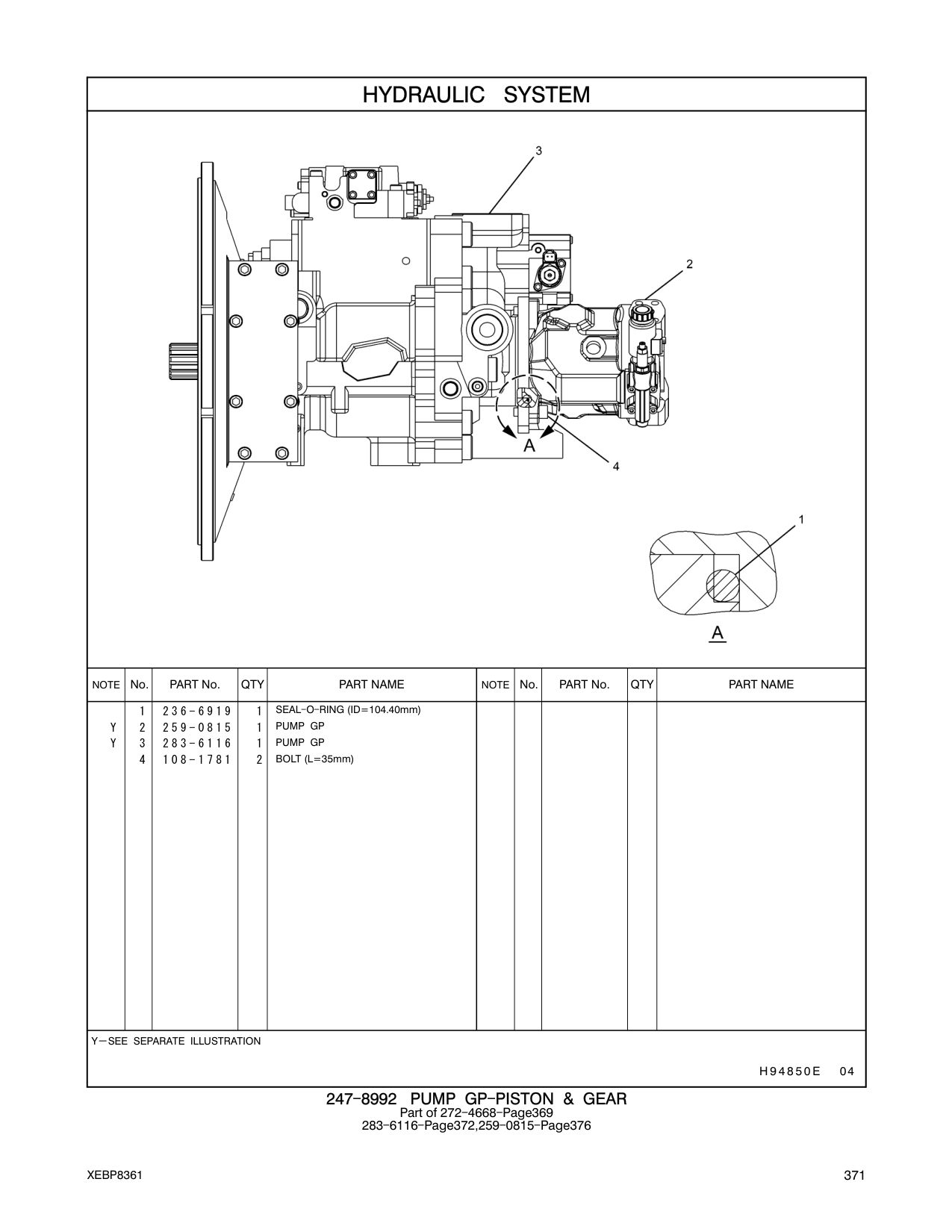 108-1781 BOLT (L=35mm) CAT parts manual diagram