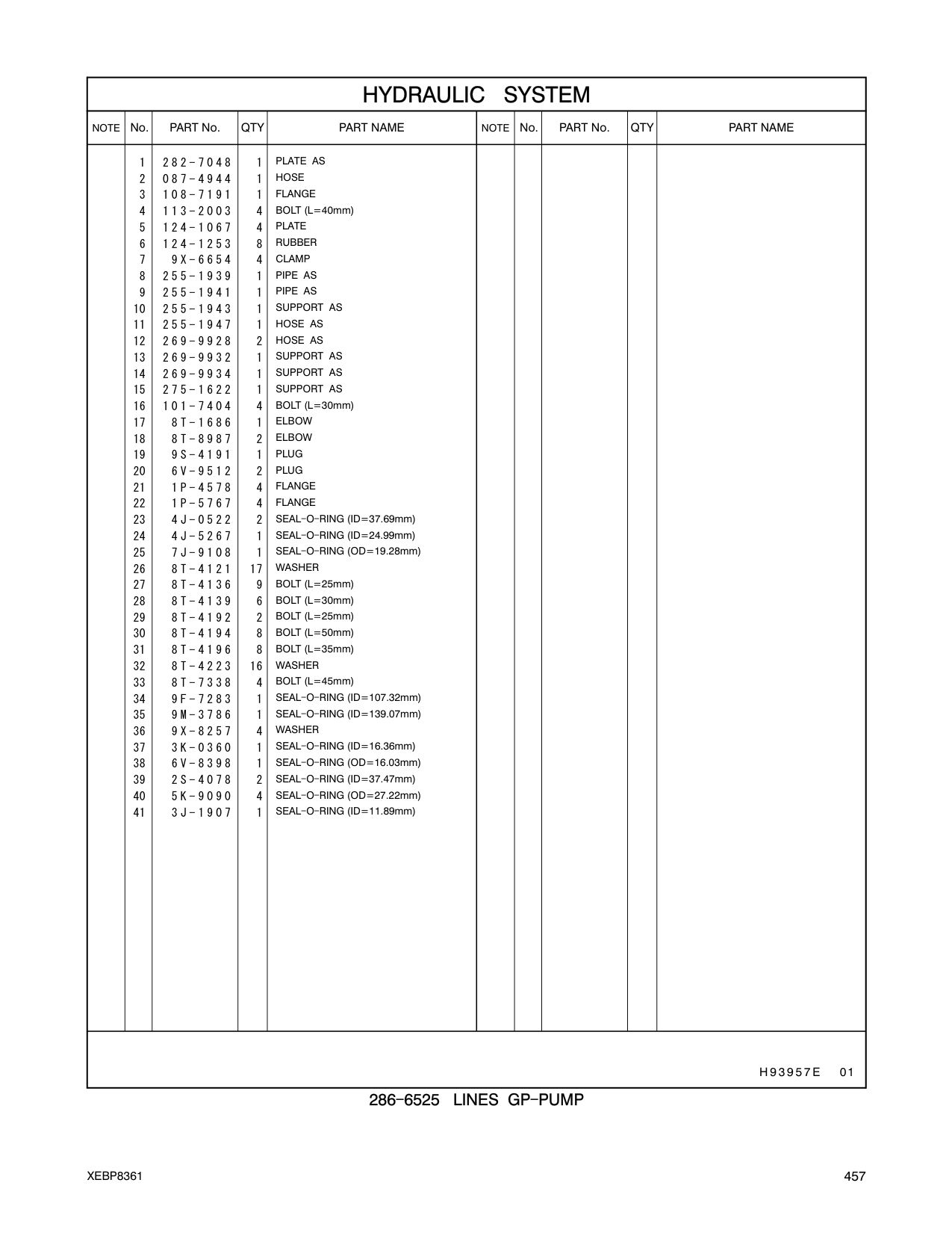 9F-7283 SEAL-O-RING CAT parts manual diagram