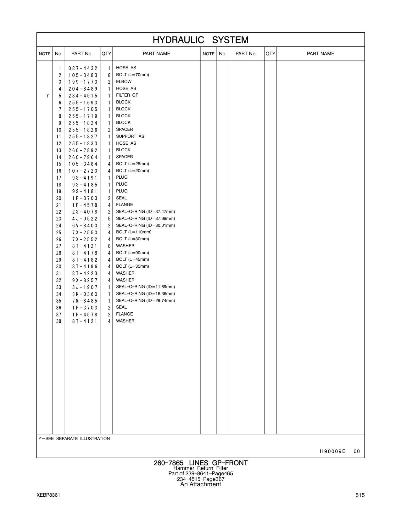 260-7892 BLOCK CAT parts manual diagram