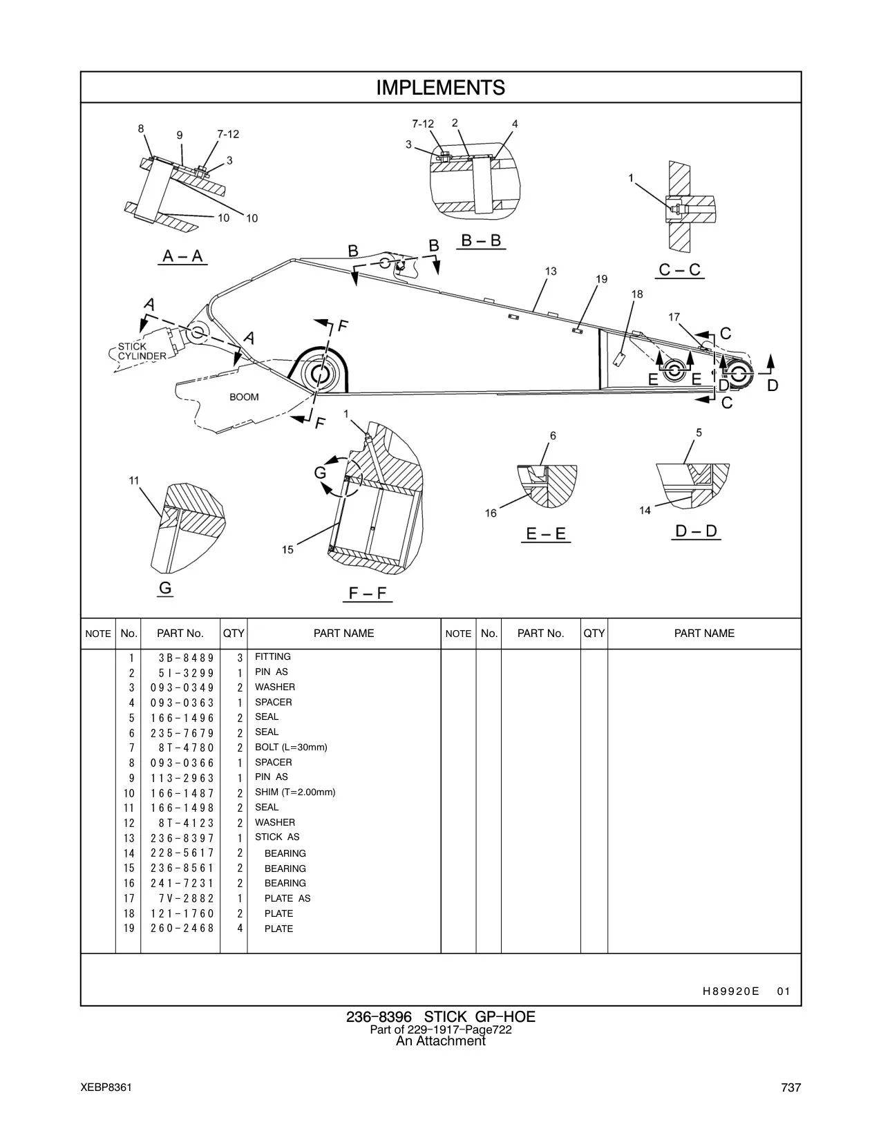 236-8397 STICK AS CAT parts manual diagram