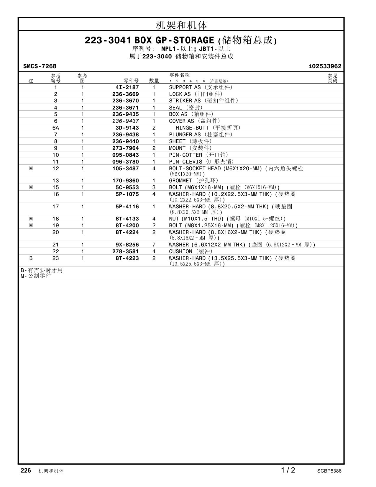 236-9437 COVERAS · S/N MPL1- CAT parts manual diagram