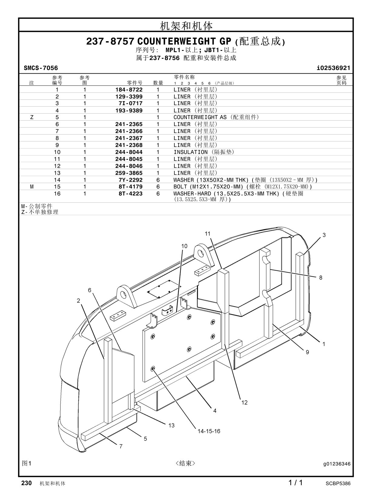 244-8044 INSULATION · S/N MPL1- CAT parts manual diagram