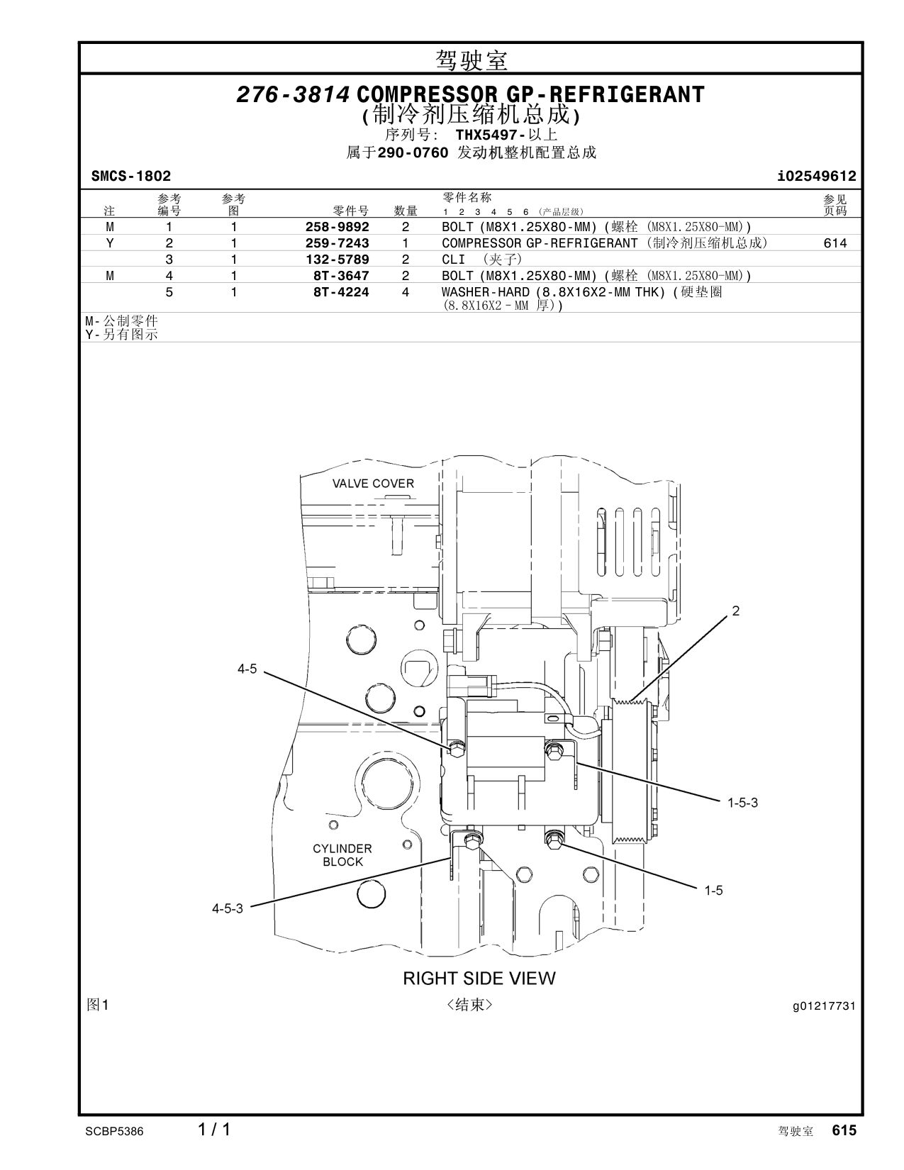 259-7243 - COMPRESSORGP-REFRIGERANT (制冷剂压缩机总成) 614