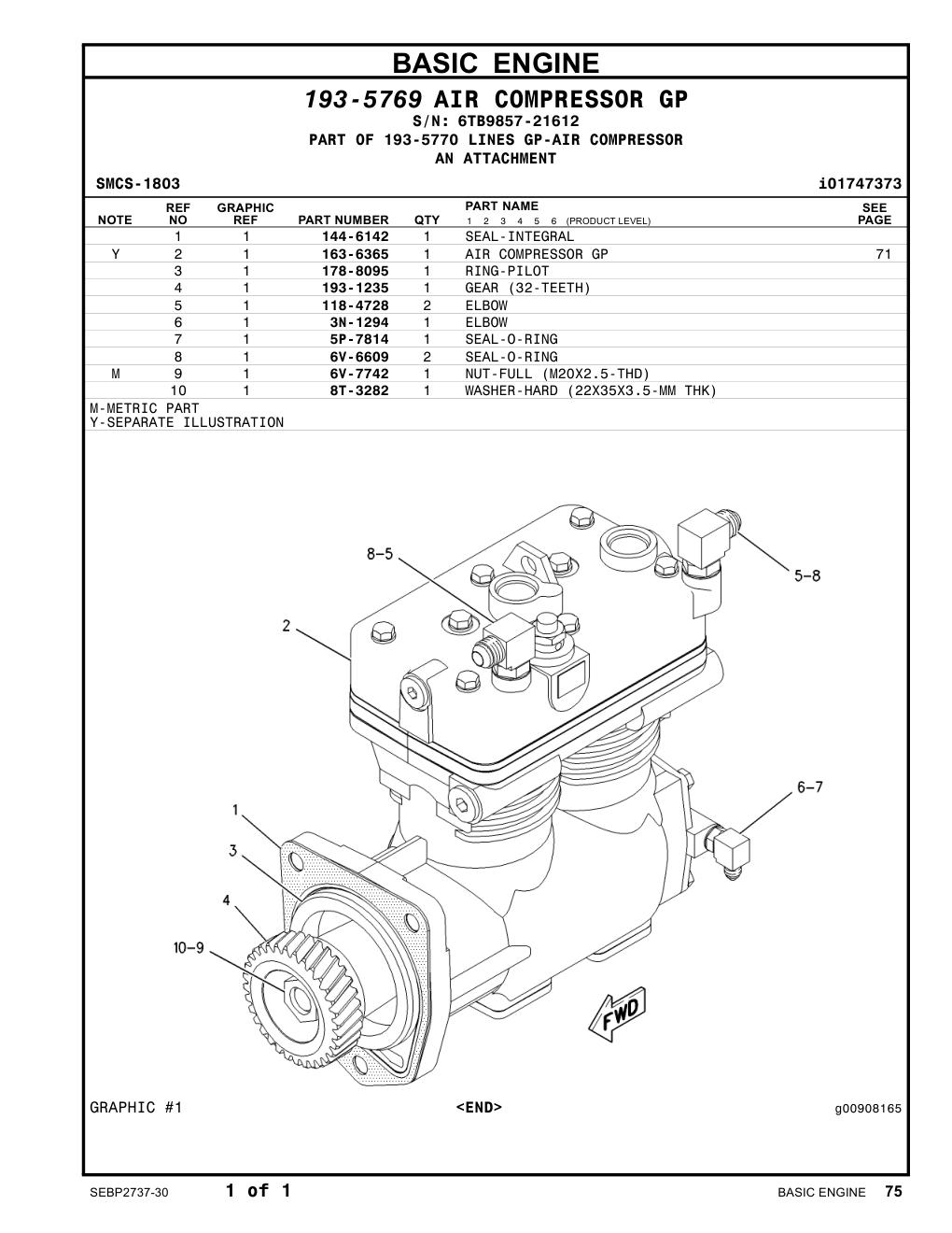 3N-1294 ELBOW · S/N 6TB9857-21612 CAT parts manual diagram