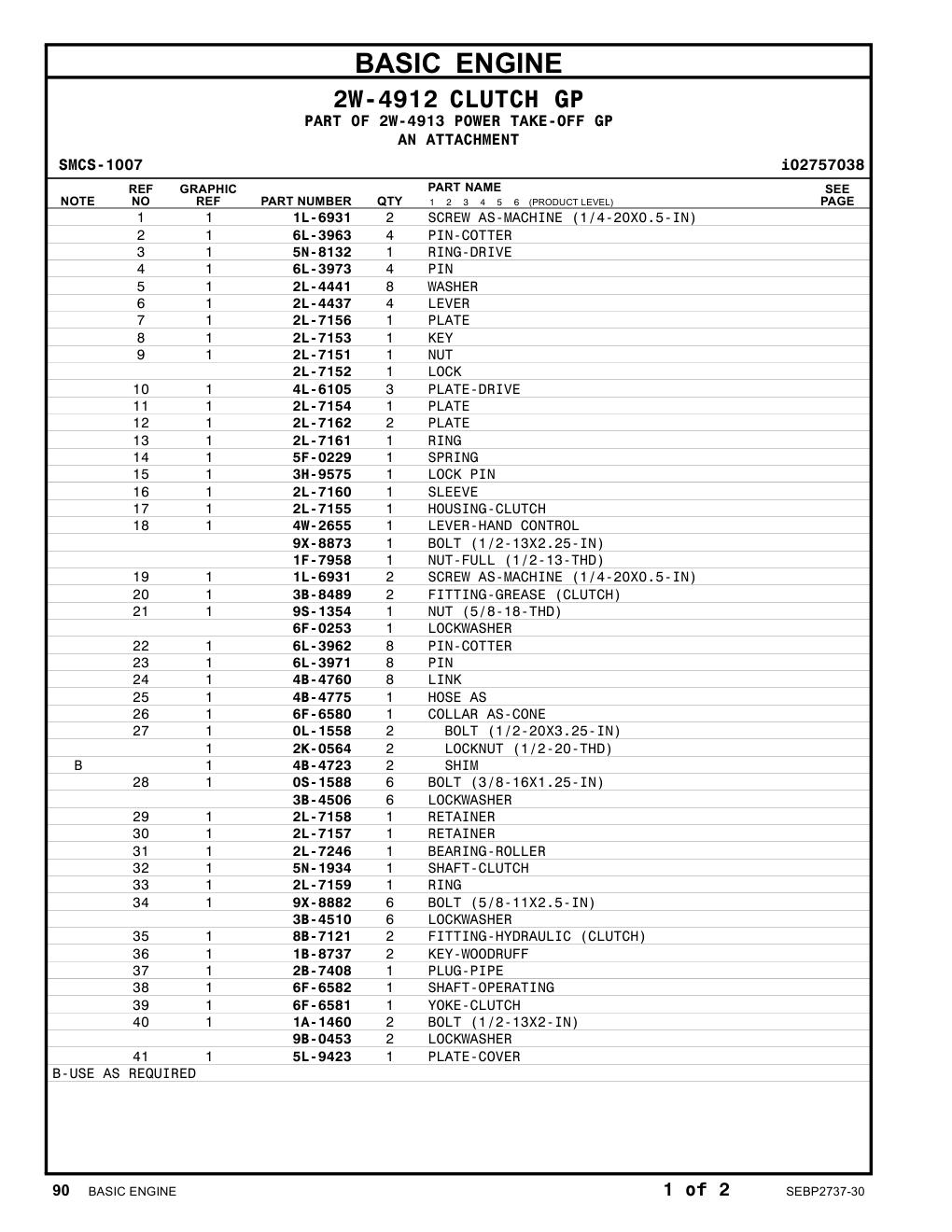 1B-8737 KEY-WOODRUFF CAT parts manual diagram