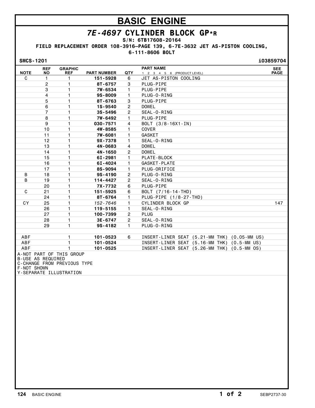 6I-2981 PLATE-BLOCK · S/N 6TB17608-20164 CAT parts manual diagram