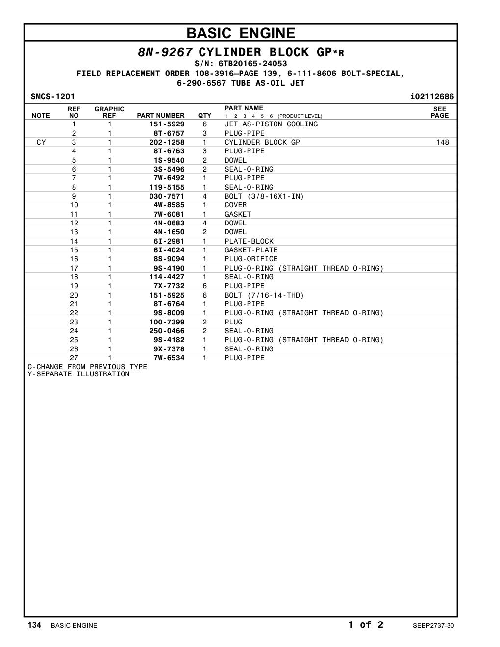 151-5929 JET AS-PISTON COOLING · S/N 6TB20165-24053 CAT parts manual diagram