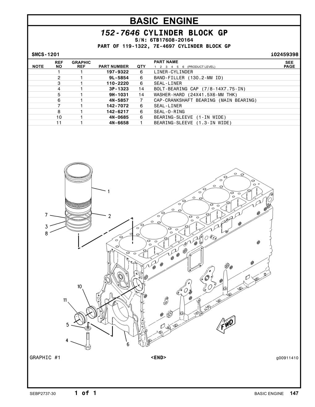142-6217 SEAL-O-RING · S/N 6TB17608-20164 CAT parts manual diagram