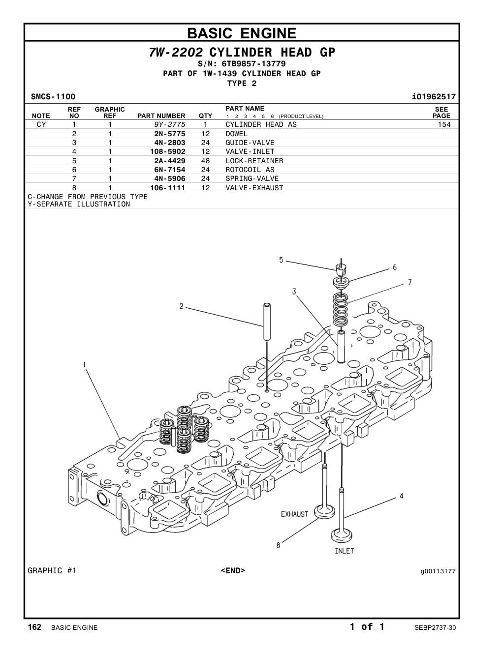 108-5902 VALVE-INLET · S/N 6TB9857-13779 CAT parts manual diagram