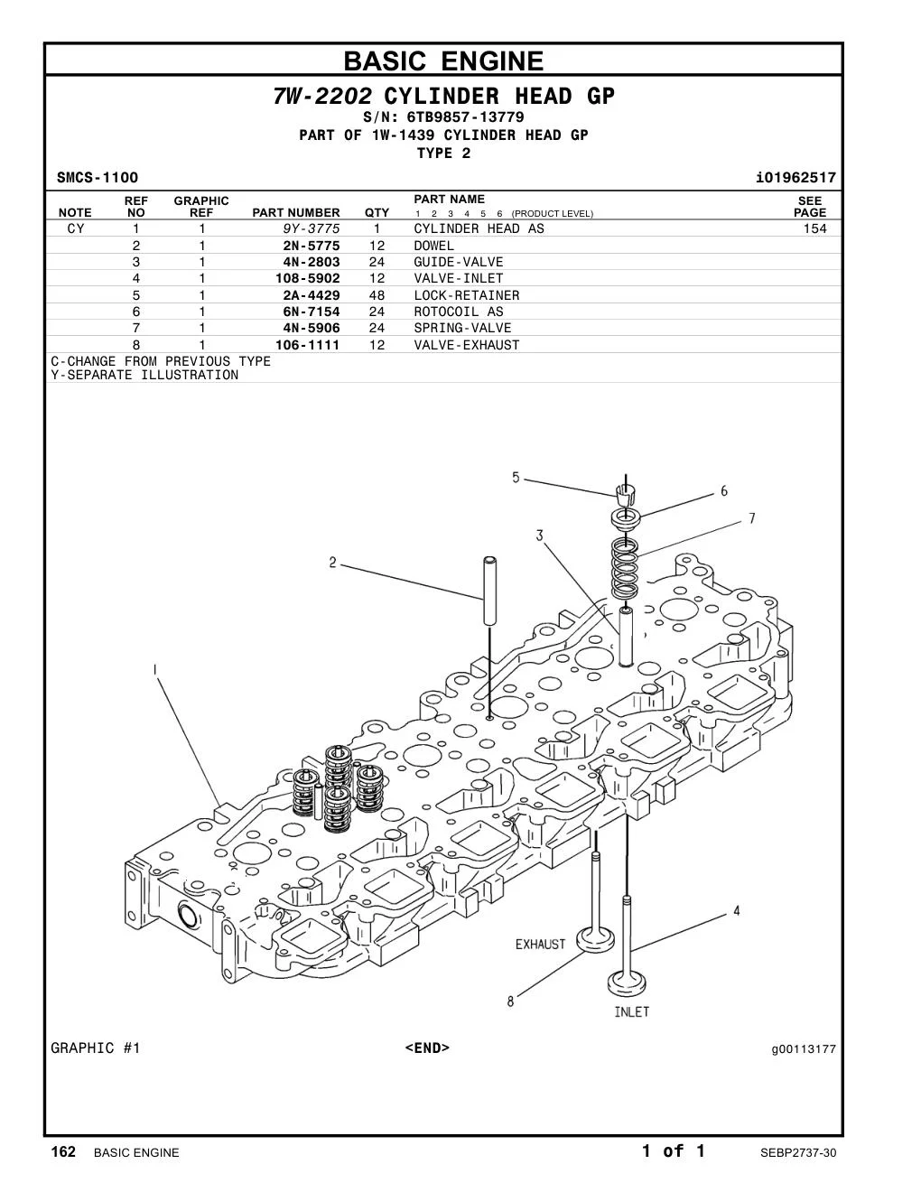 9Y-3775 - CYLINDER HEAD AS