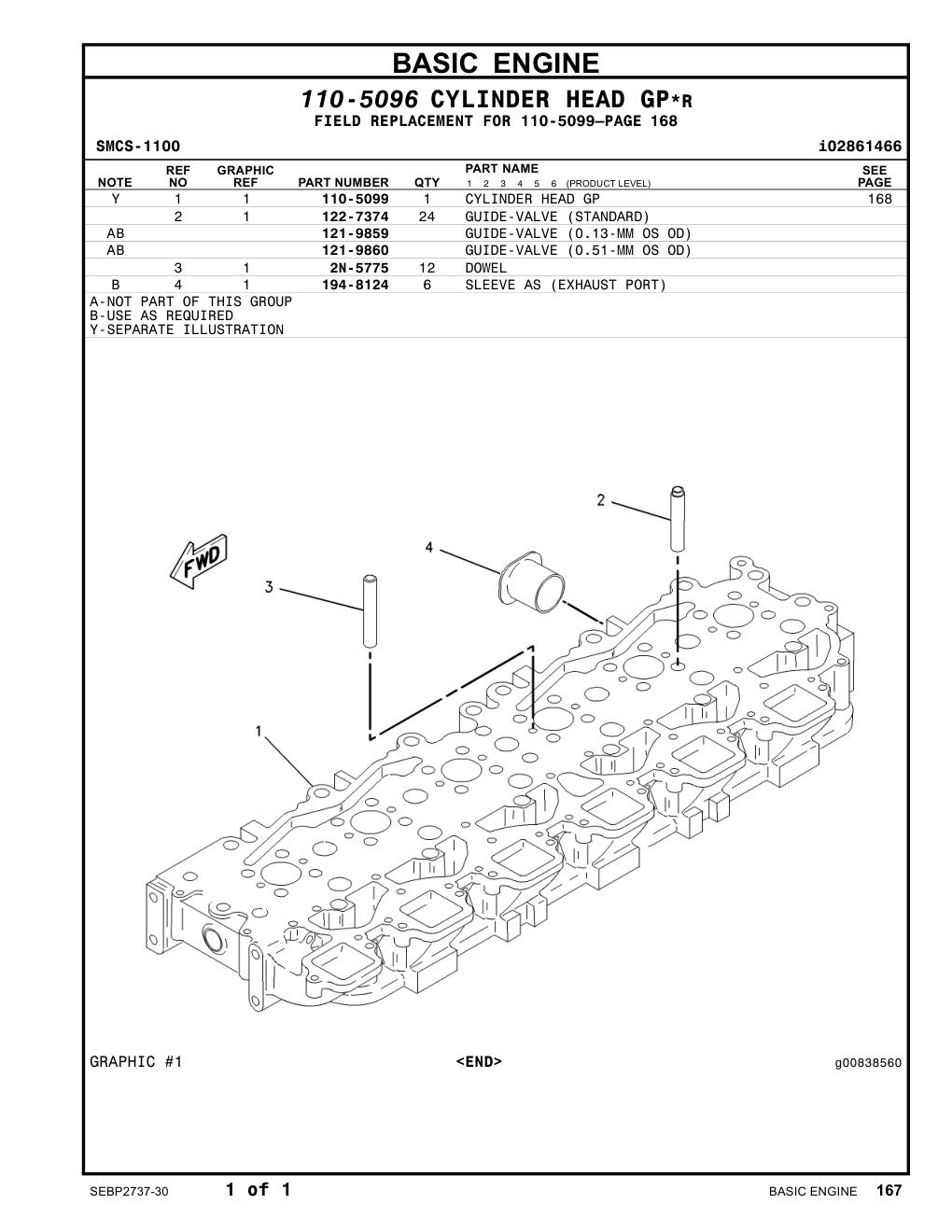 110-5099 CYLINDER HEAD GP CAT parts manual diagram