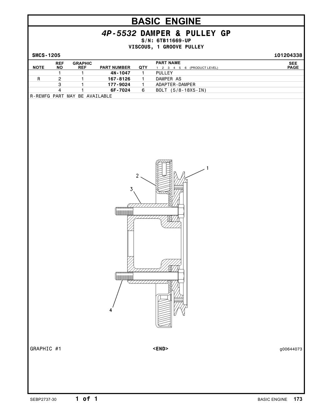 6F-7024 BOLT (5/8-18X5-IN) · S/N 6TB11669-UP CAT parts manual diagram