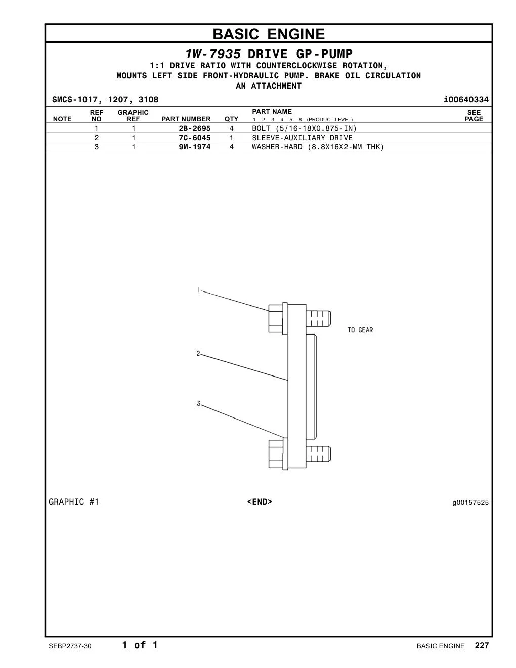7C-6045 SLEEVE-AUXILIARY DRIVE CAT parts manual diagram
