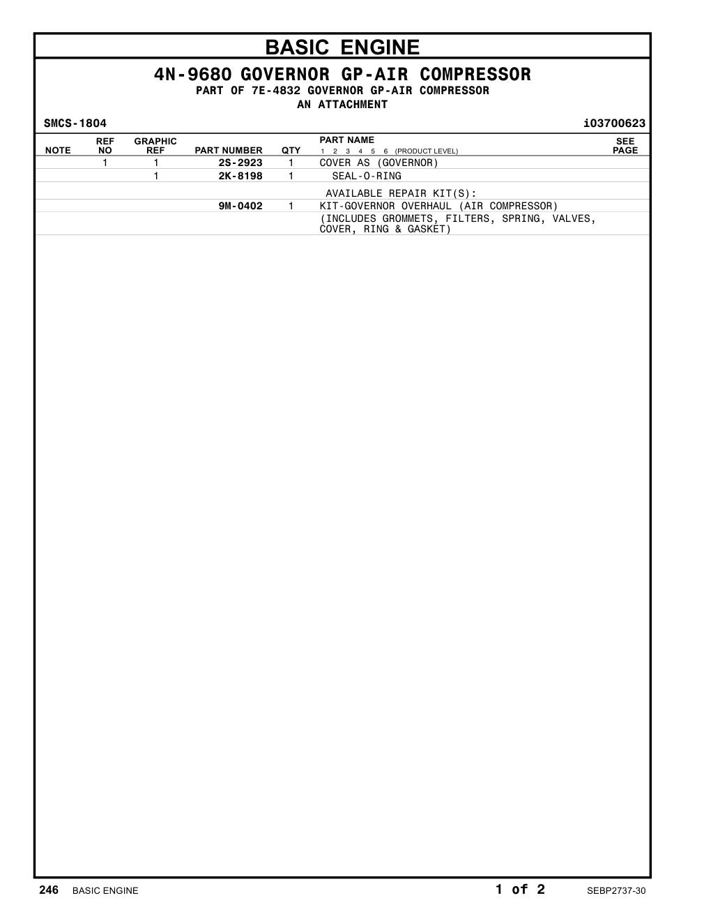 2K-8198 SEAL-O-RING CAT parts manual diagram