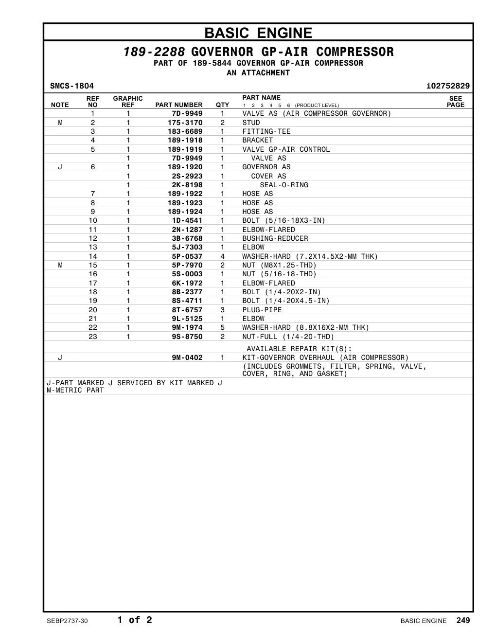7D-9949 VALVE AS CAT parts manual diagram