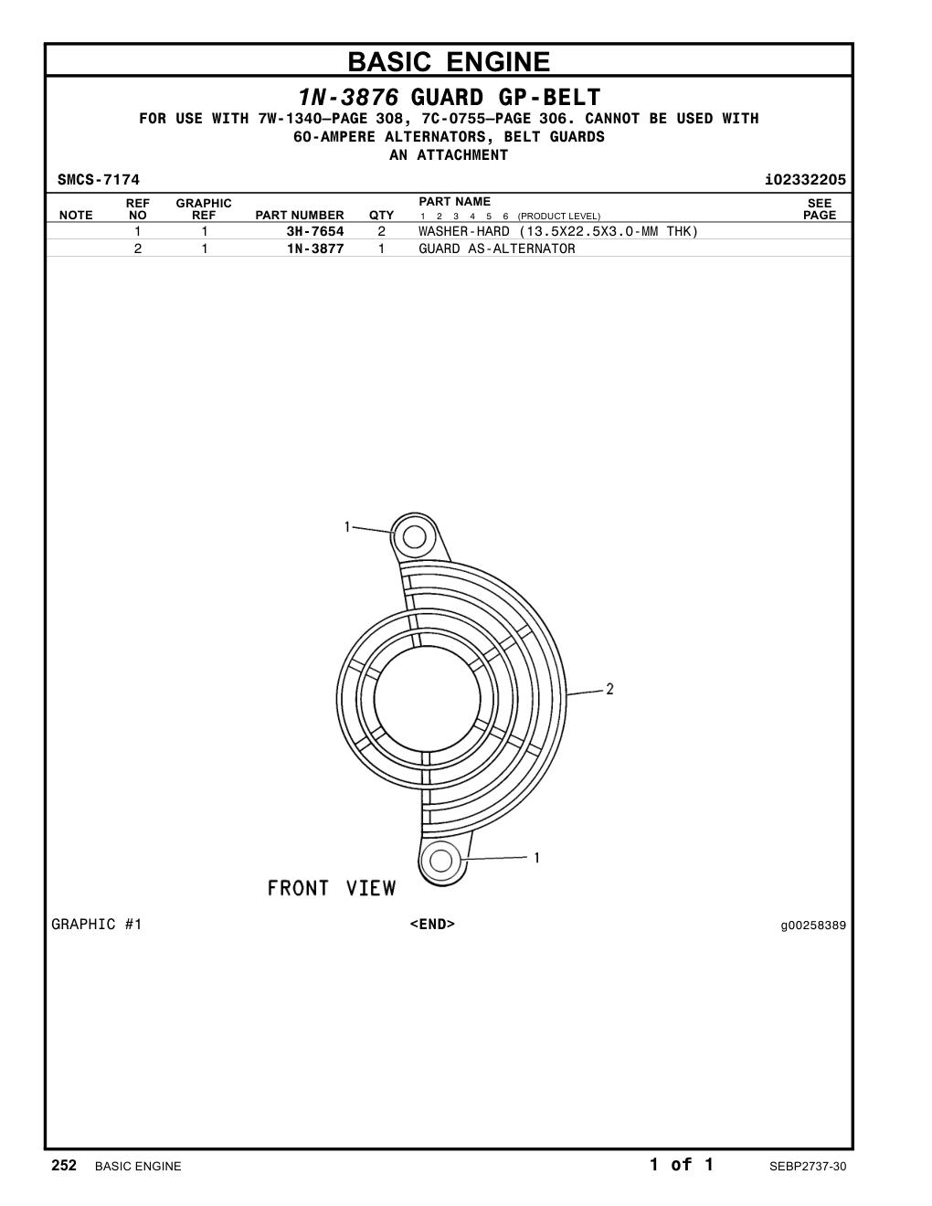 1N-3877 GUARD AS-ALTERNATOR CAT parts manual diagram