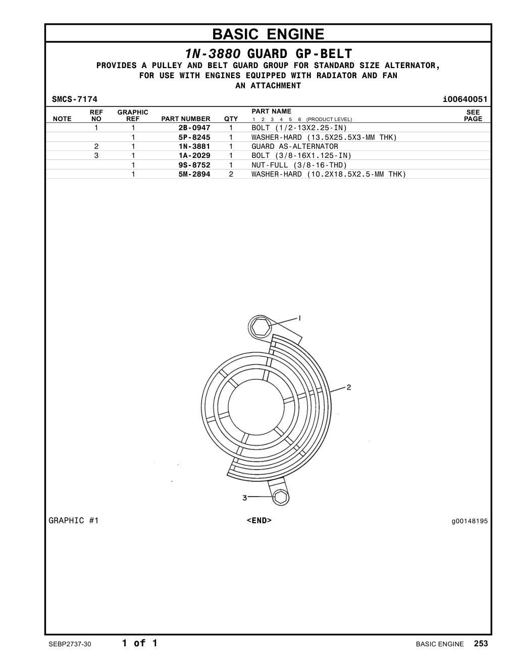 1N-3881 GUARD AS-ALTERNATOR CAT parts manual diagram