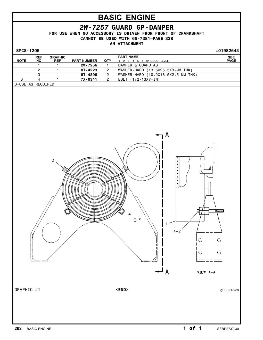 2W-7256 DAMPER & GUARD AS CAT parts manual diagram