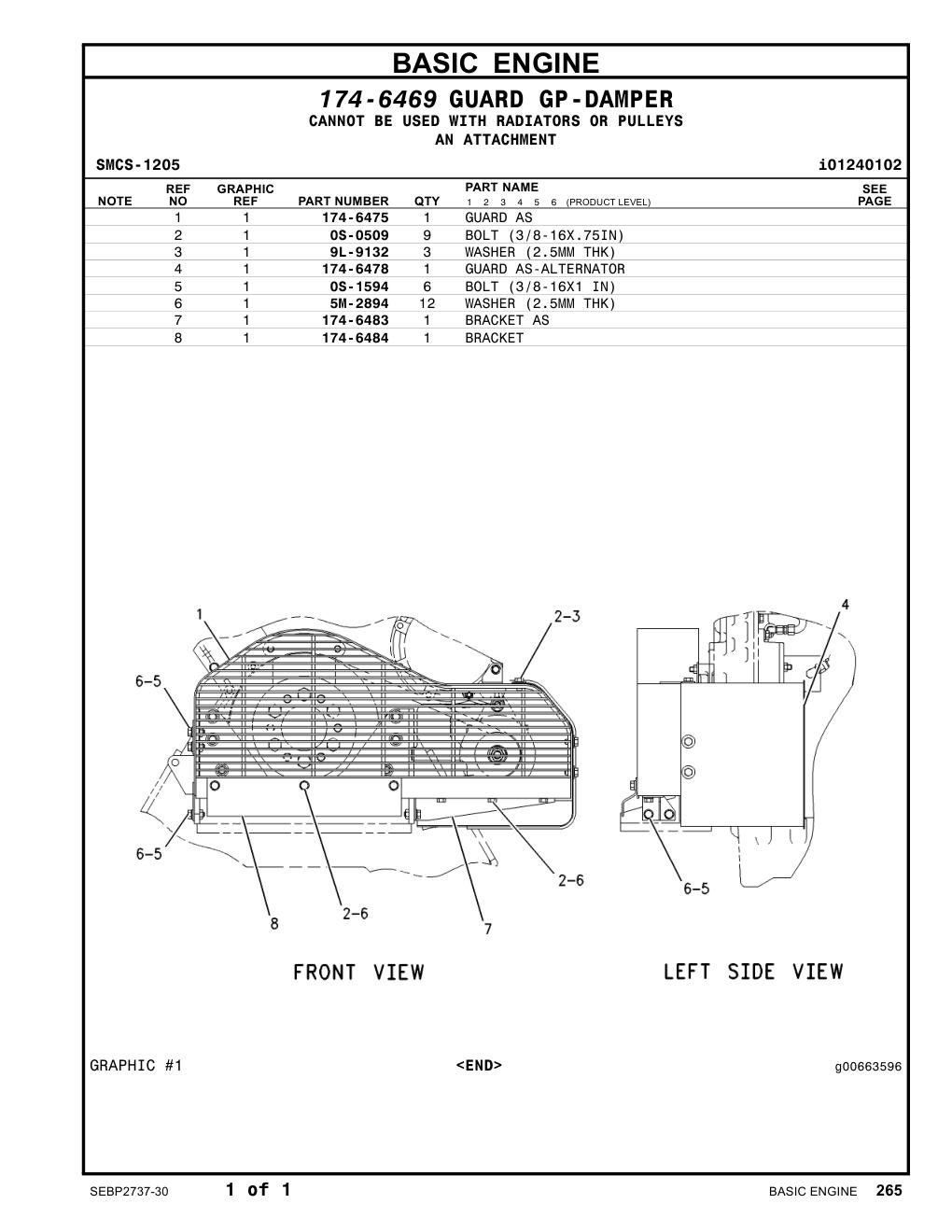 174-6478 GUARD AS-ALTERNATOR CAT parts manual diagram