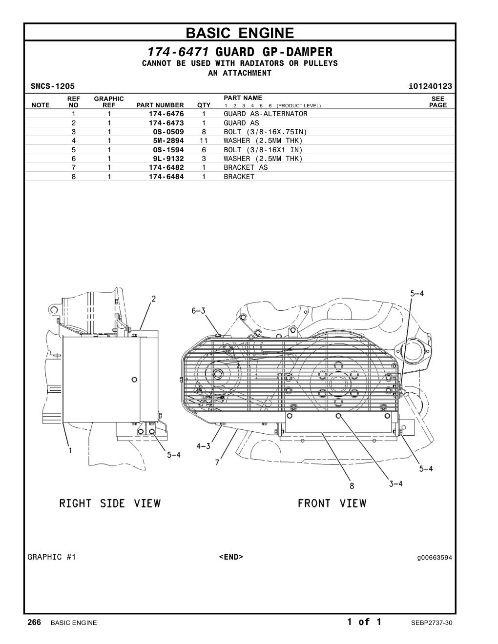 174-6476 GUARD AS-ALTERNATOR CAT parts manual diagram