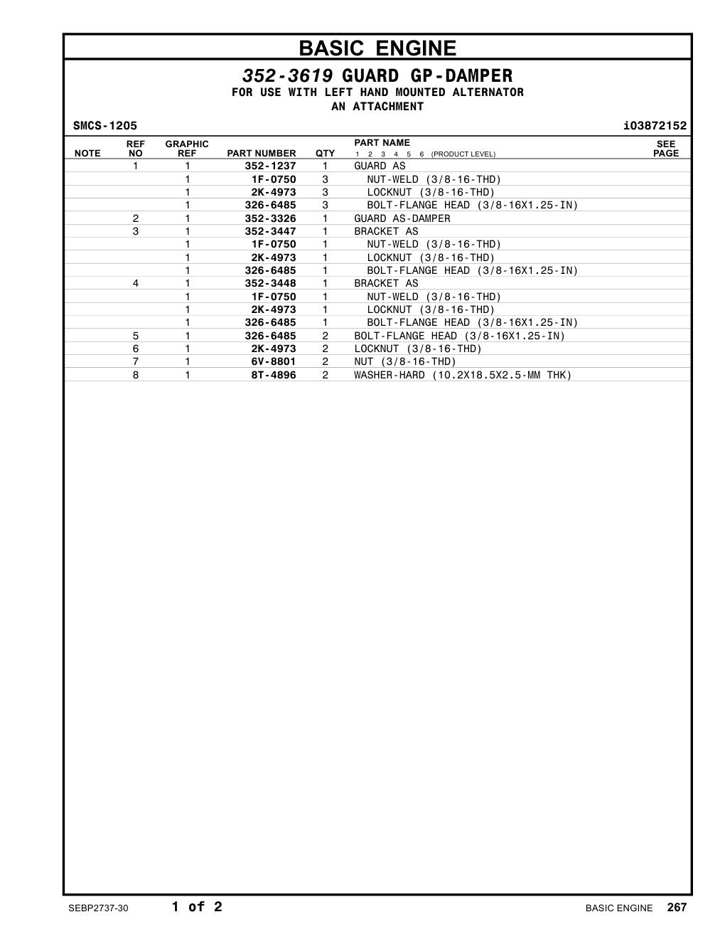 352-1237 GUARD AS CAT parts manual diagram