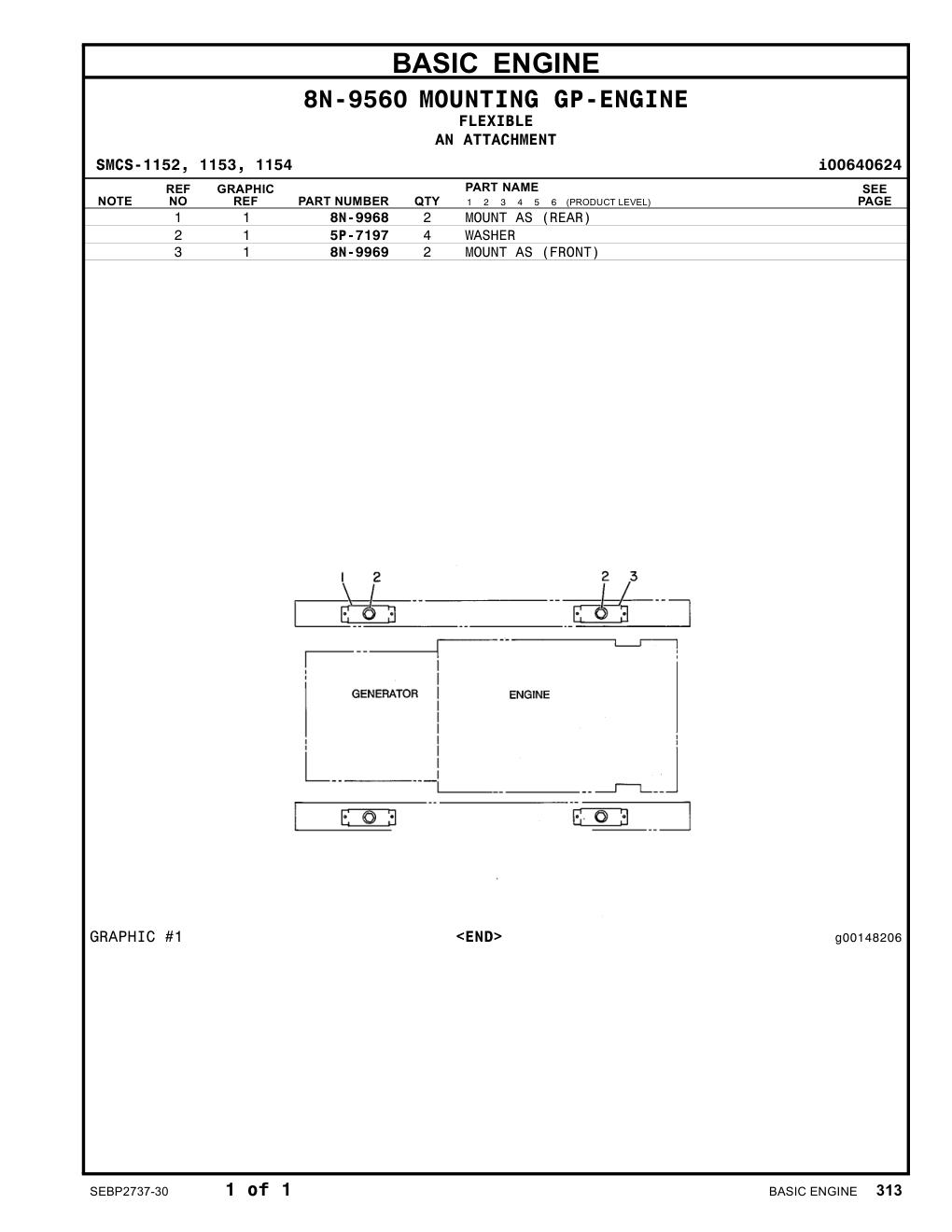 8N-9968 MOUNT AS (REAR) CAT parts manual diagram