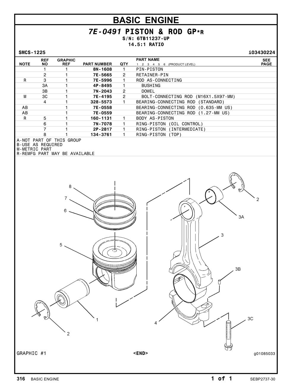 7E-5665 RETAINER-PIN · S/N 6TB11237-UP CAT parts manual diagram
