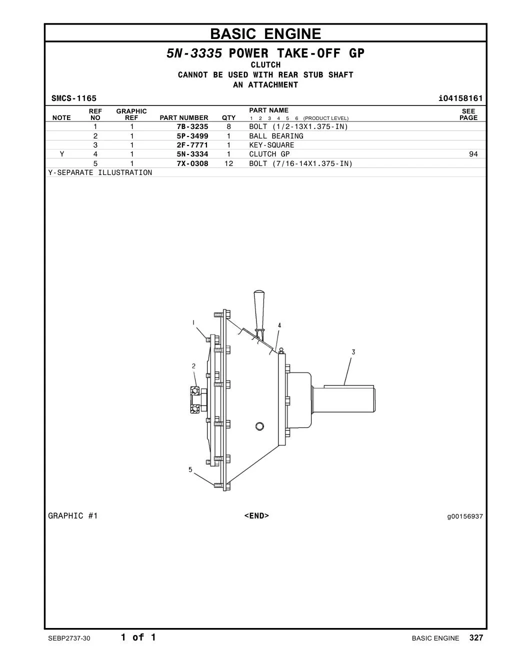5N-3334 CLUTCH GP CAT parts manual diagram