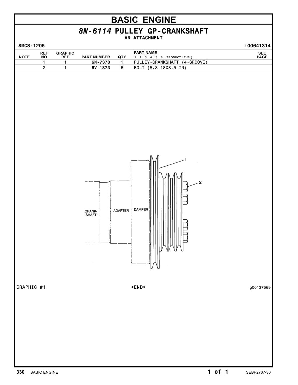 6V-1873 BOLT (5/8-18X8.5-IN) CAT parts manual diagram