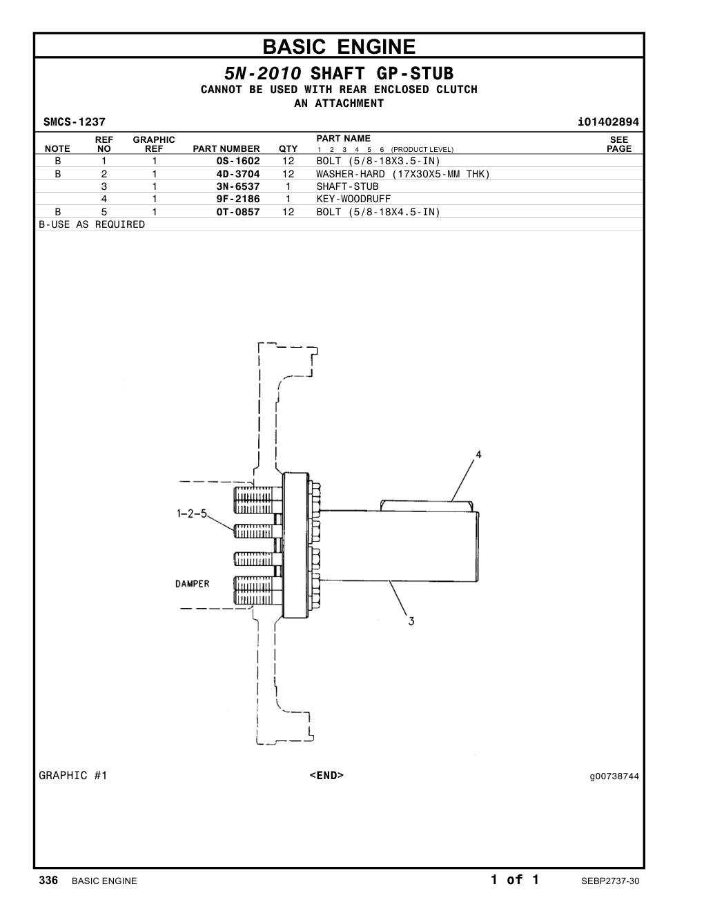 0T-0857 BOLT (5/8-18X4.5-IN) CAT parts manual diagram