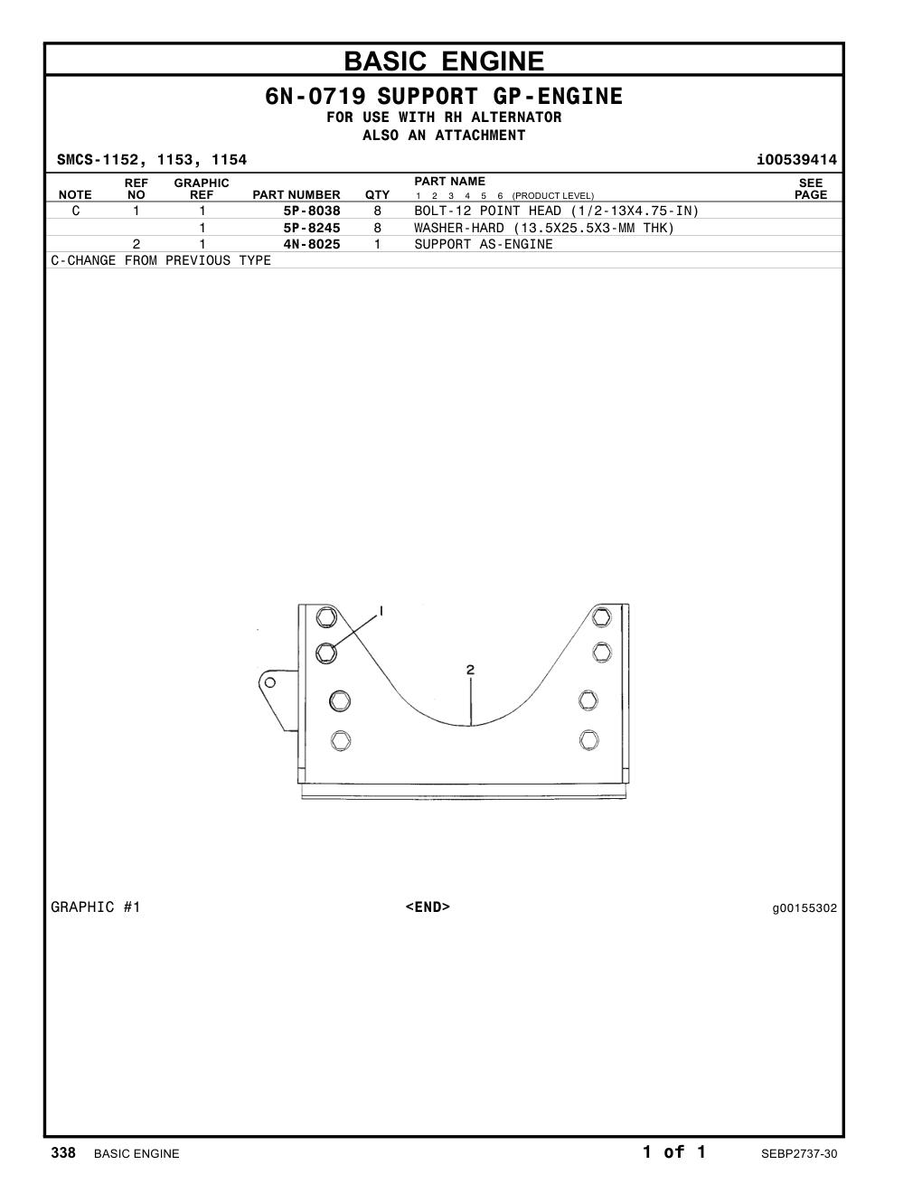 4N-8025 SUPPORT AS-ENGINE CAT parts manual diagram