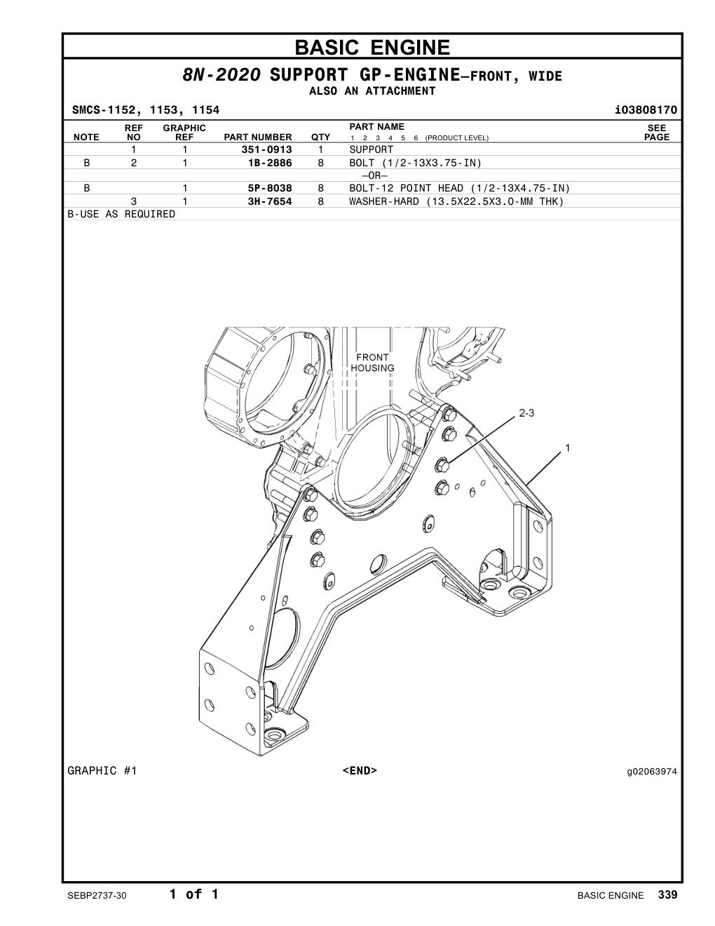 1B-2886 BOLT (1/2-13X3.75-IN) CAT parts manual diagram