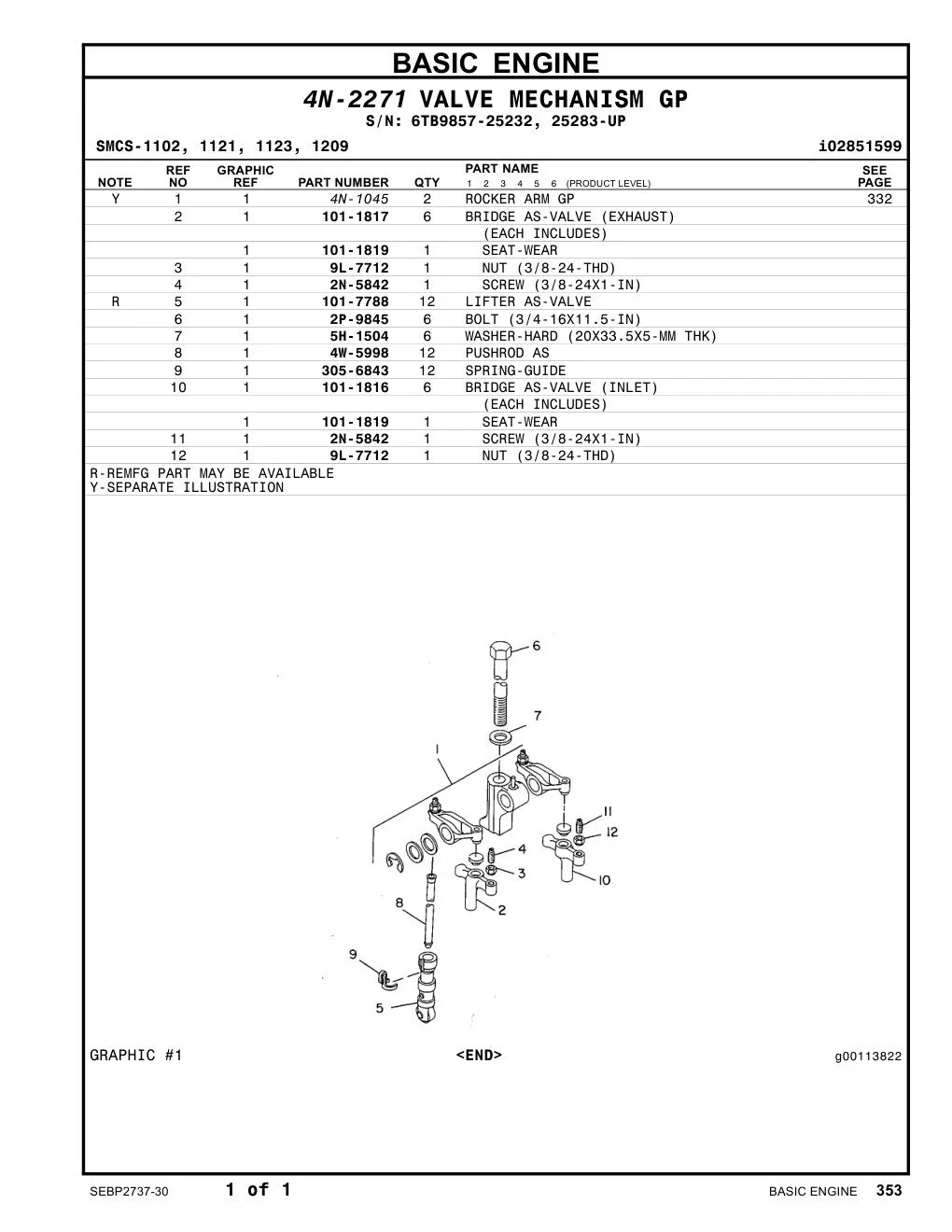 4W-5998 PUSHROD AS CAT parts manual diagram