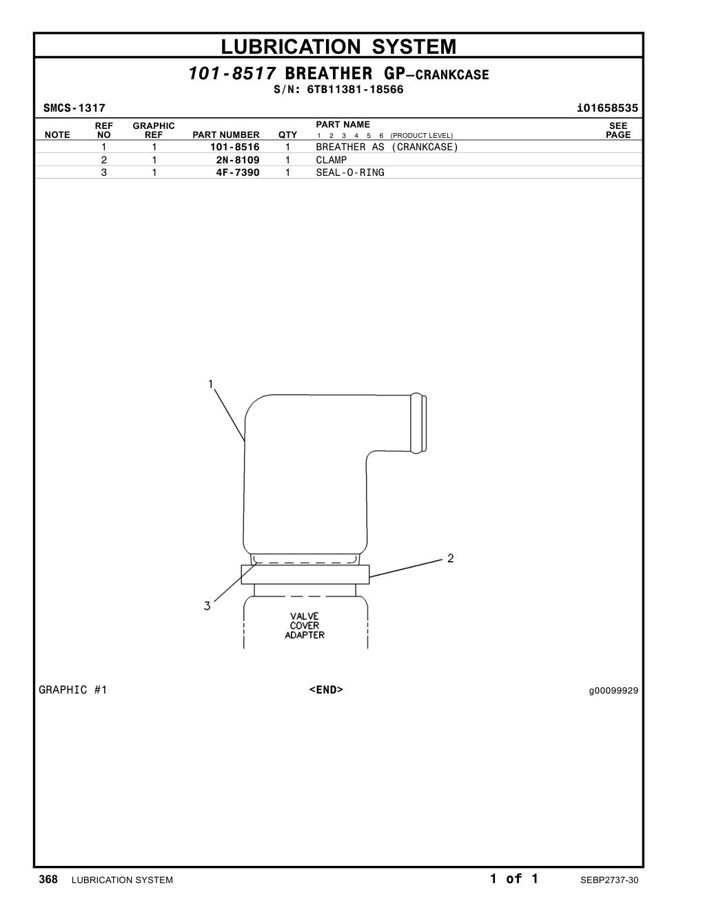 4F-7390 SEAL-O-RING · S/N 6TB11381-18566 CAT parts manual diagram