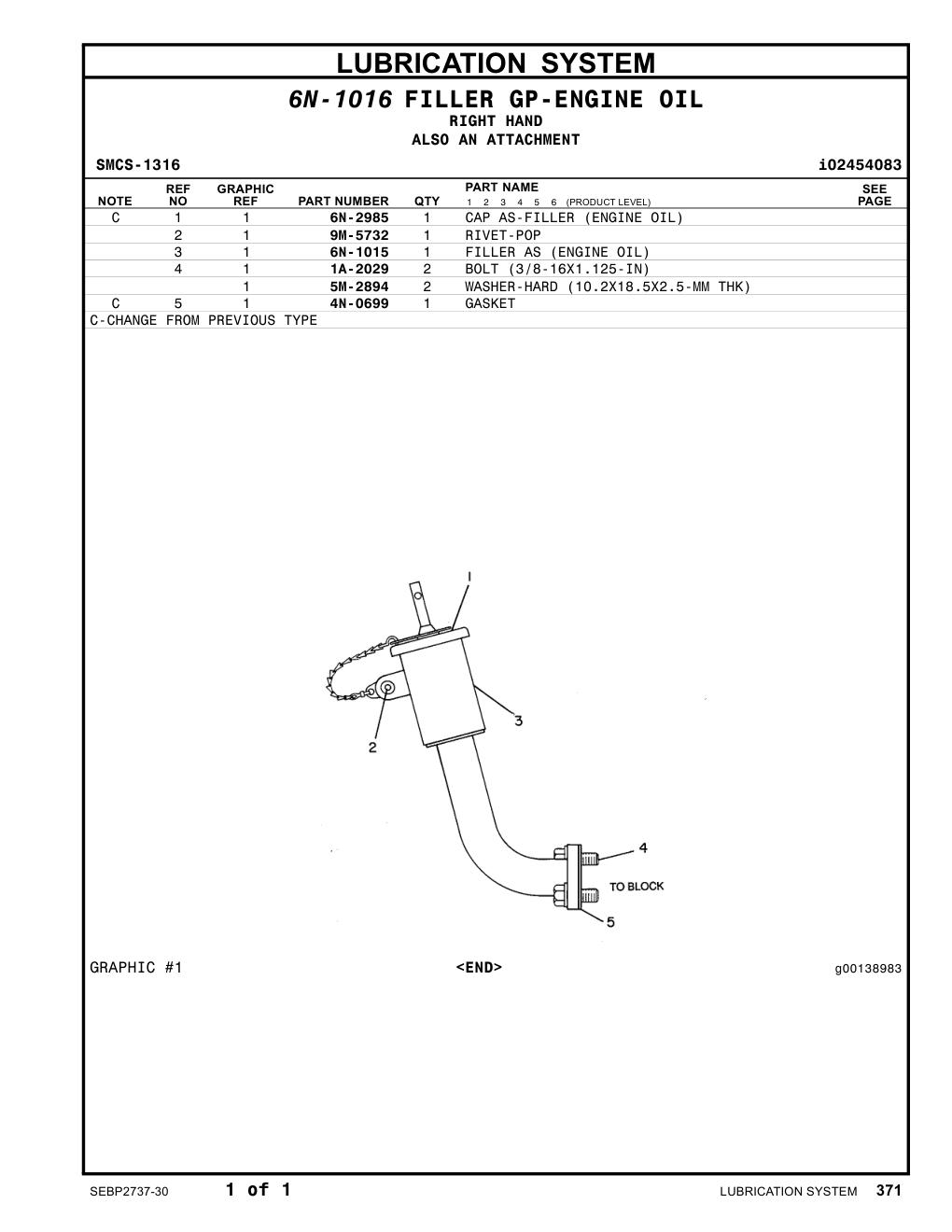 6N-1015 FILLER AS (ENGINE OIL) CAT parts manual diagram