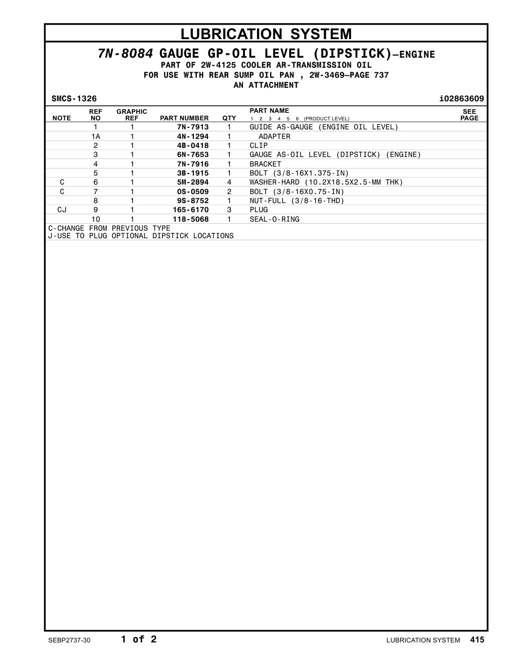 7N-7913 GUIDE AS-GAUGE (ENGINE OIL LEVEL) CAT parts manual diagram