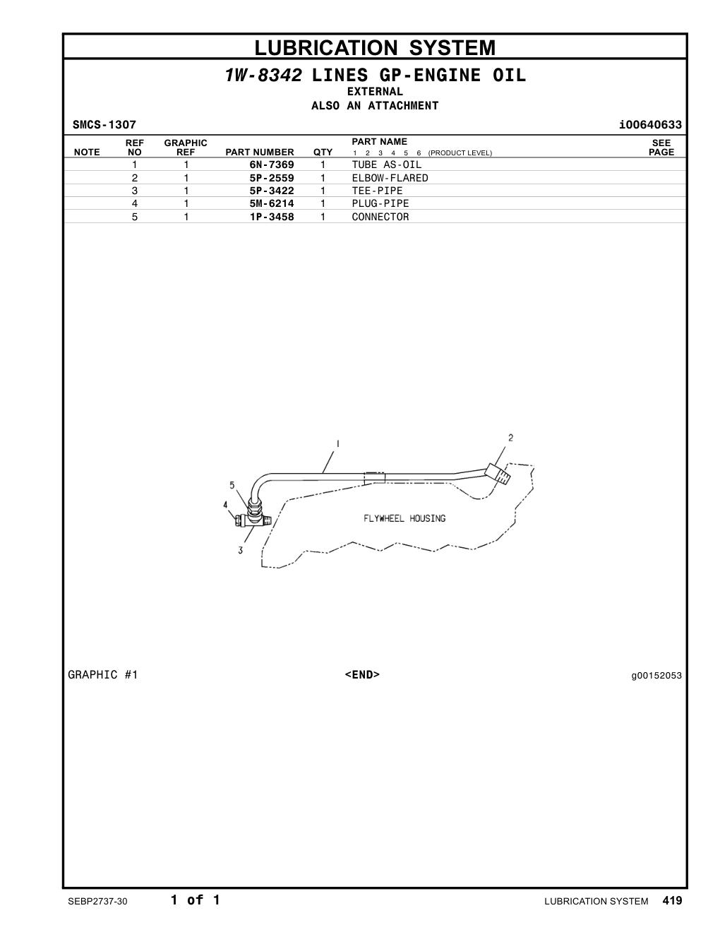 6N-7369 TUBE AS-OIL CAT parts manual diagram