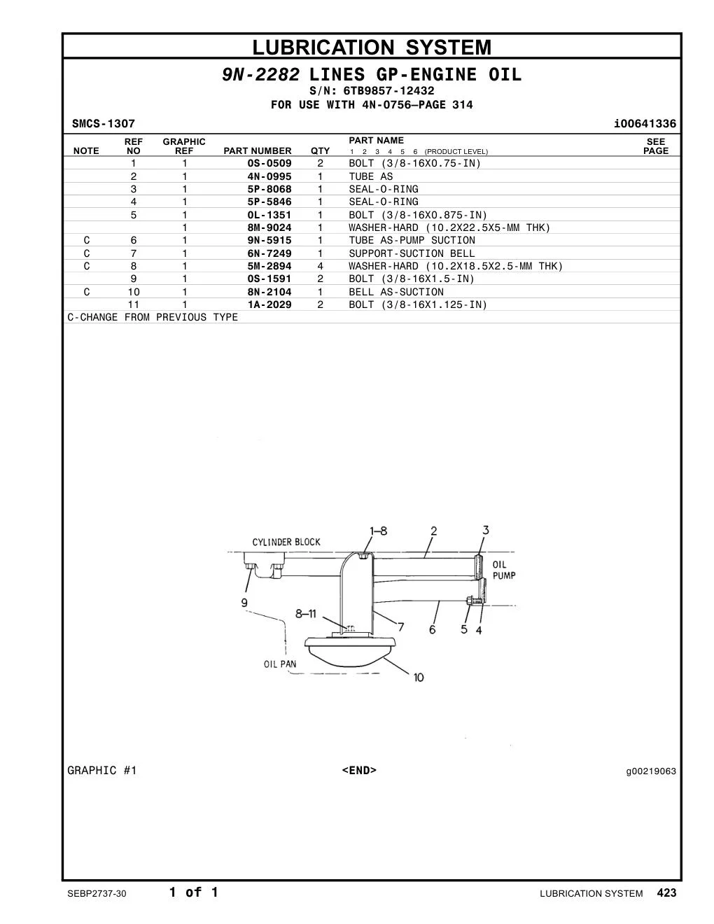 9N-5915 - TUBE AS-PUMP SUCTION