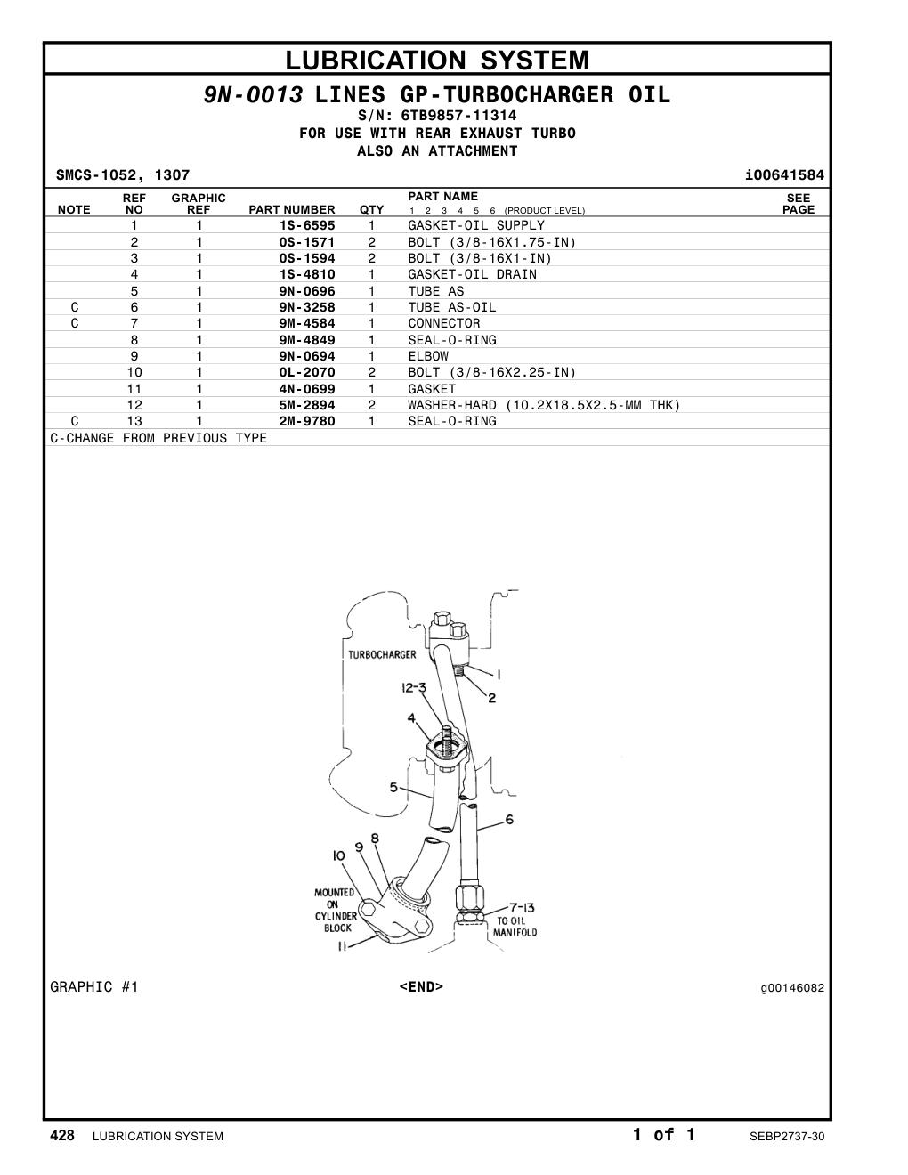 9N-0694 ELBOW · S/N 6TB9857-11314 CAT parts manual diagram
