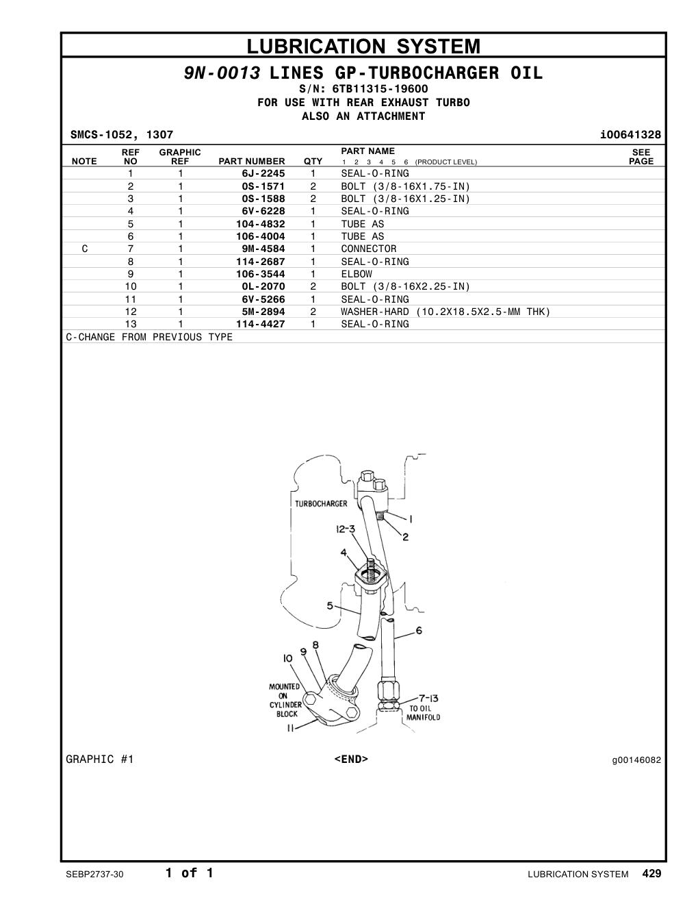 6J-2245 SEAL-O-RING · S/N 6TB11315-19600 CAT parts manual diagram
