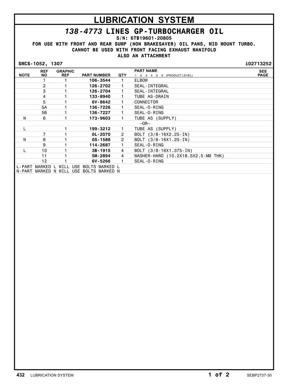 133-8940 TUBE AS-DRAIN · S/N 6TB19601-20805 CAT parts manual diagram