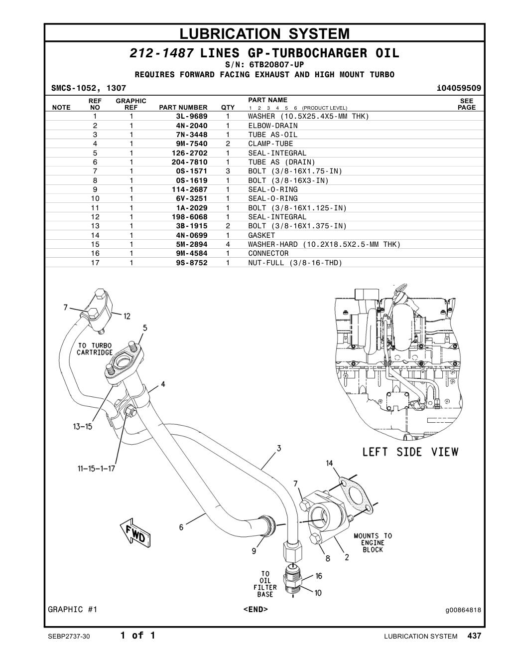 204-7810 TUBE AS (DRAIN) · S/N 6TB20807-UP CAT parts manual diagram