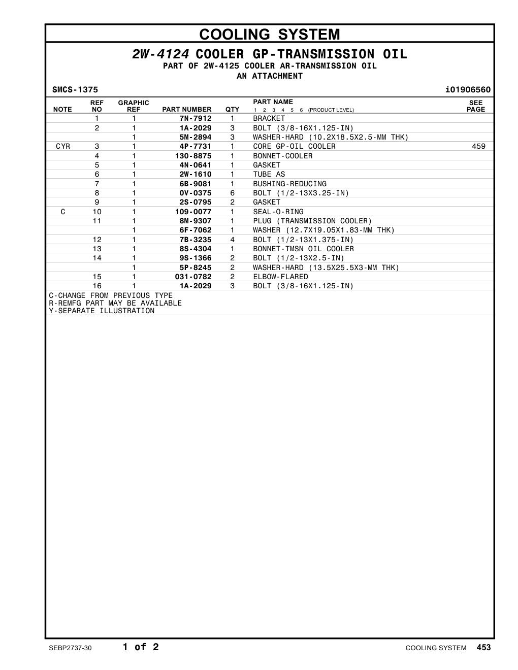 8S-4304 BONNET-TMSN OIL COOLER CAT parts manual diagram