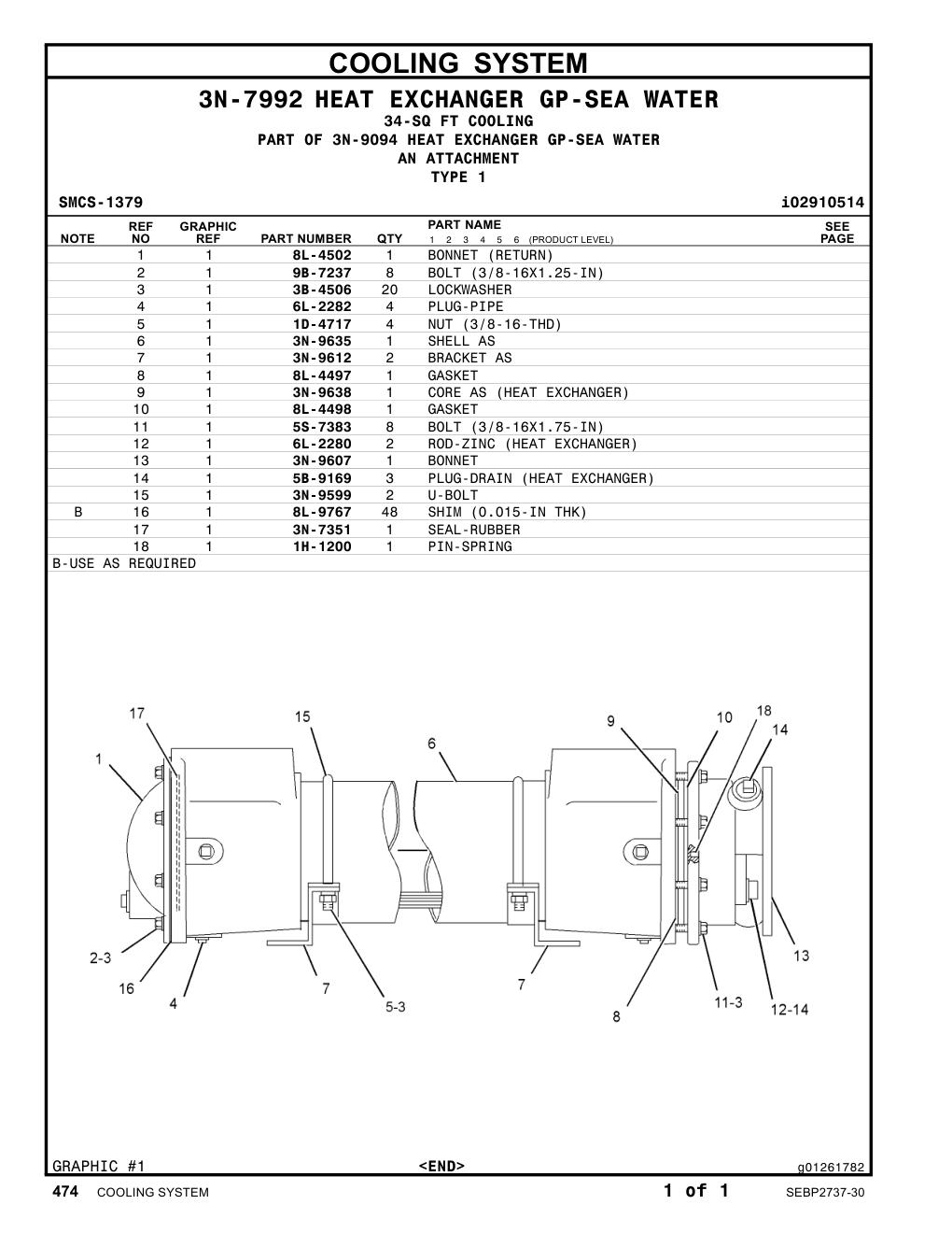 3N-9638 CORE AS (HEAT EXCHANGER) CAT parts manual diagram