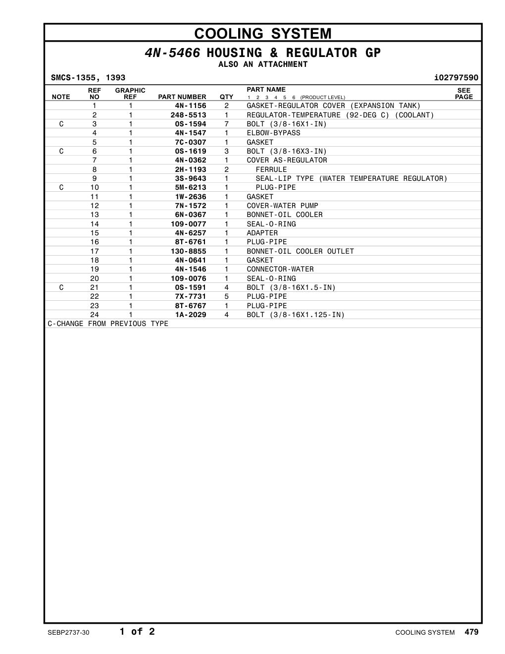 7N-1572 COVER-WATER PUMP CAT parts manual diagram