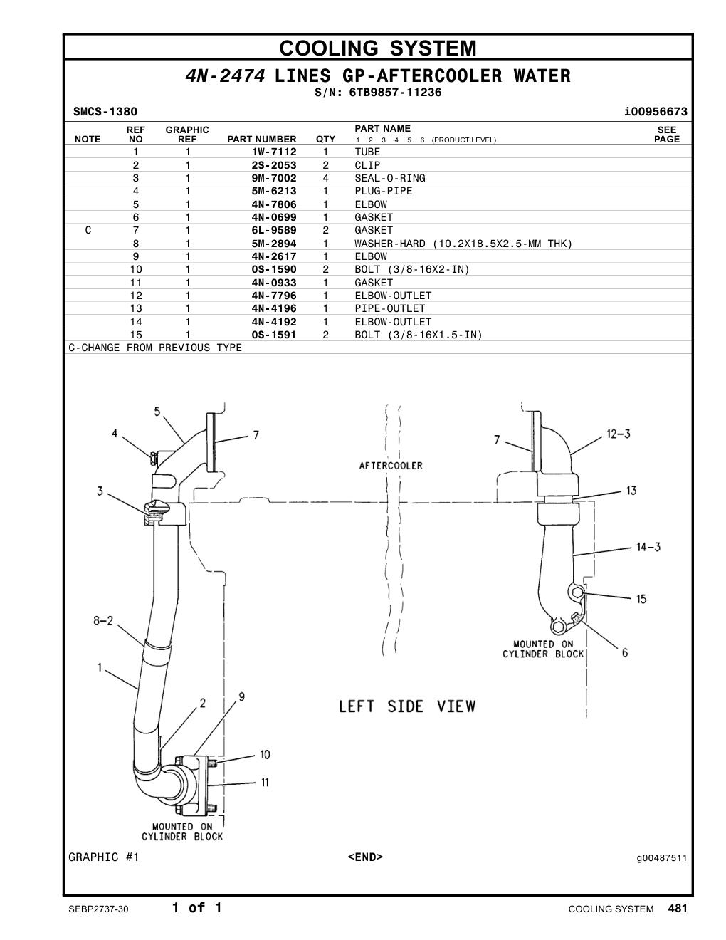 4N-7796 ELBOW-OUTLET · S/N 6TB9857-11236 CAT parts manual diagram