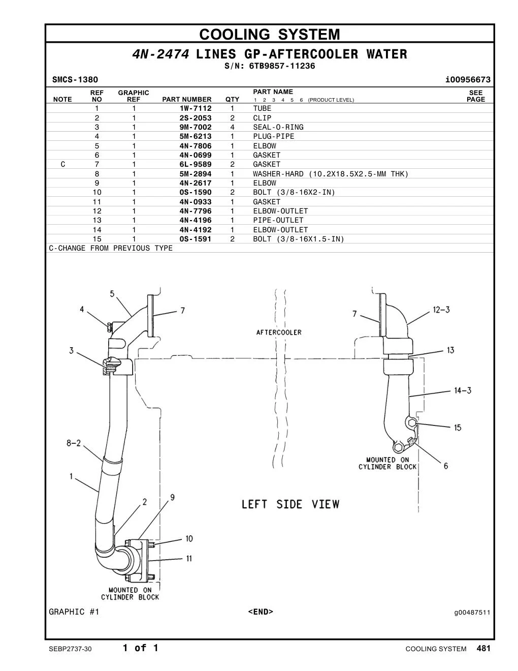 9M-7002 SEAL-O-RING · S/N 6TB9857-11236 CAT parts manual diagram